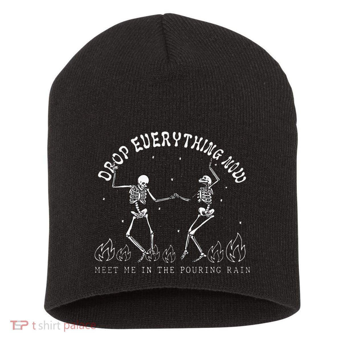 Drop Everything Now Meet Me In The Pouring Rain Skeleton Short Acrylic Beanie