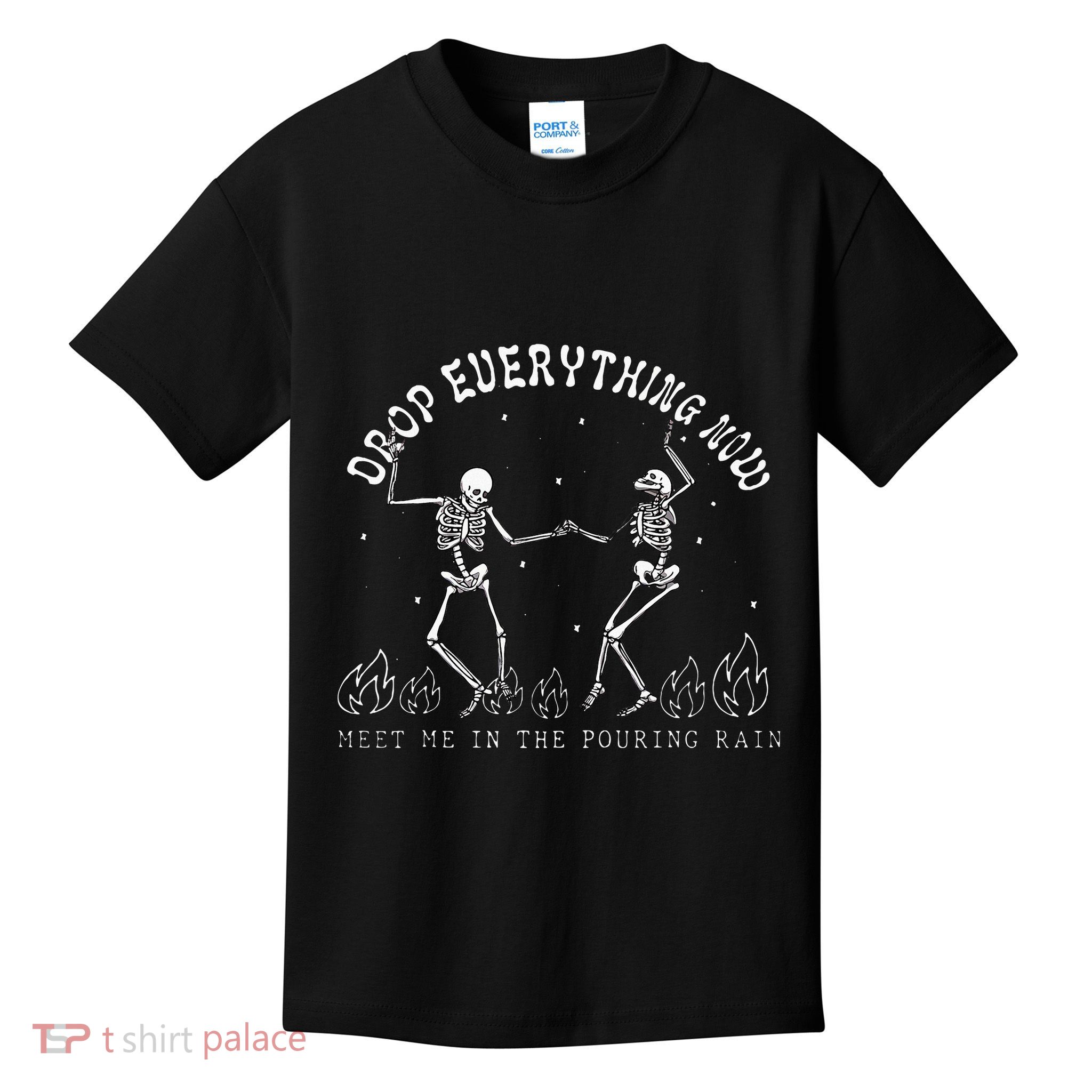 Drop Everything Now Meet Me In The Pouring Rain Skeleton Kids T-Shirt