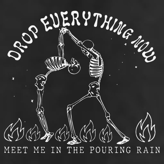 Drop Everything Now Meet Me In The Pouring Rain Skeleton 7 Panel Mesh Trucker Snapback Hat