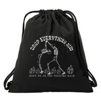 Drop Everything Now Meet Me In The Pouring Rain Skeleton Drawstring Bag