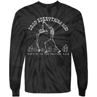 Drop Everything Now Meet Me In The Pouring Rain Skeleton Tie-Dye Long Sleeve Shirt