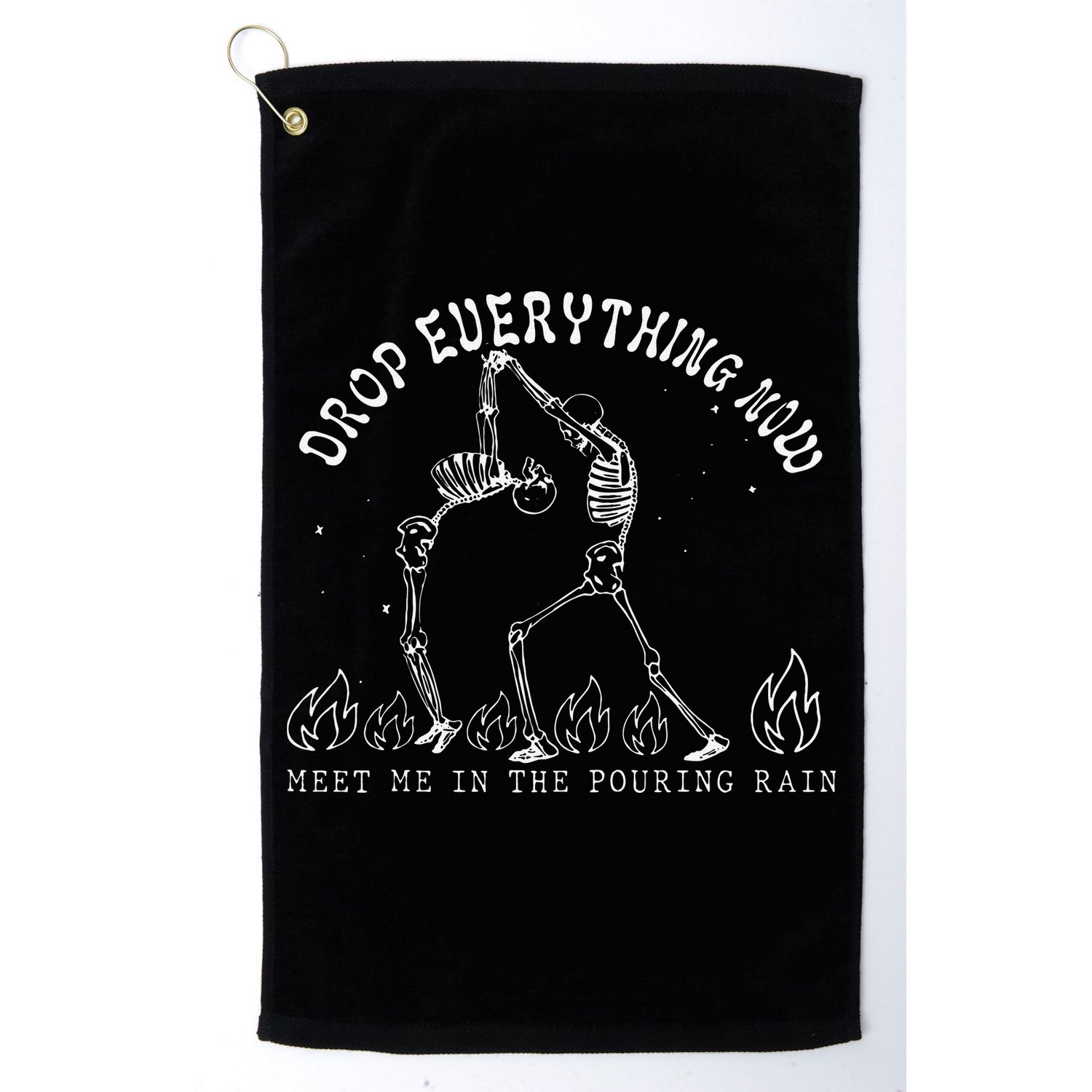 Drop Everything Now Meet Me In The Pouring Rain Skeleton Golf Towel