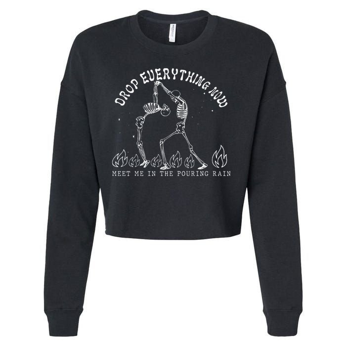 Drop Everything Now Meet Me In The Pouring Rain Skeleton Cropped Pullover Crew