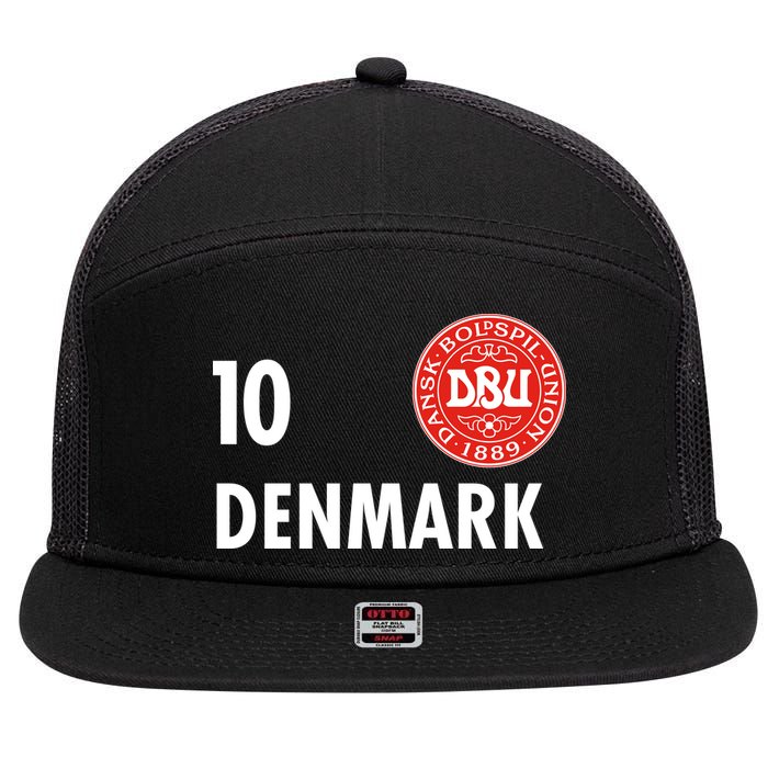 Denmark Danish Soccer No 10 DBU Logo 7 Panel Mesh Trucker Snapback Hat