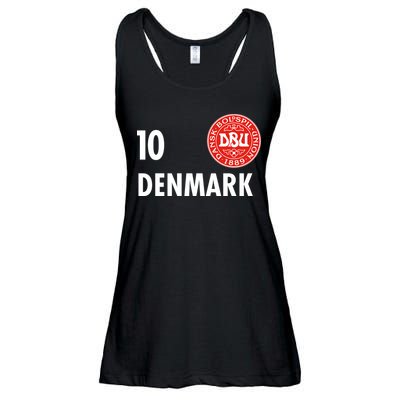 Denmark Danish Soccer No 10 DBU Logo Ladies Essential Flowy Tank