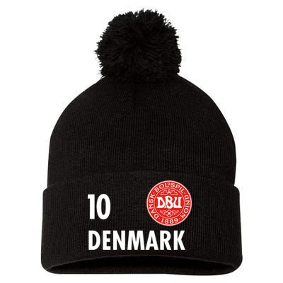 Denmark Danish Soccer No 10 DBU Logo Pom Pom 12in Knit Beanie