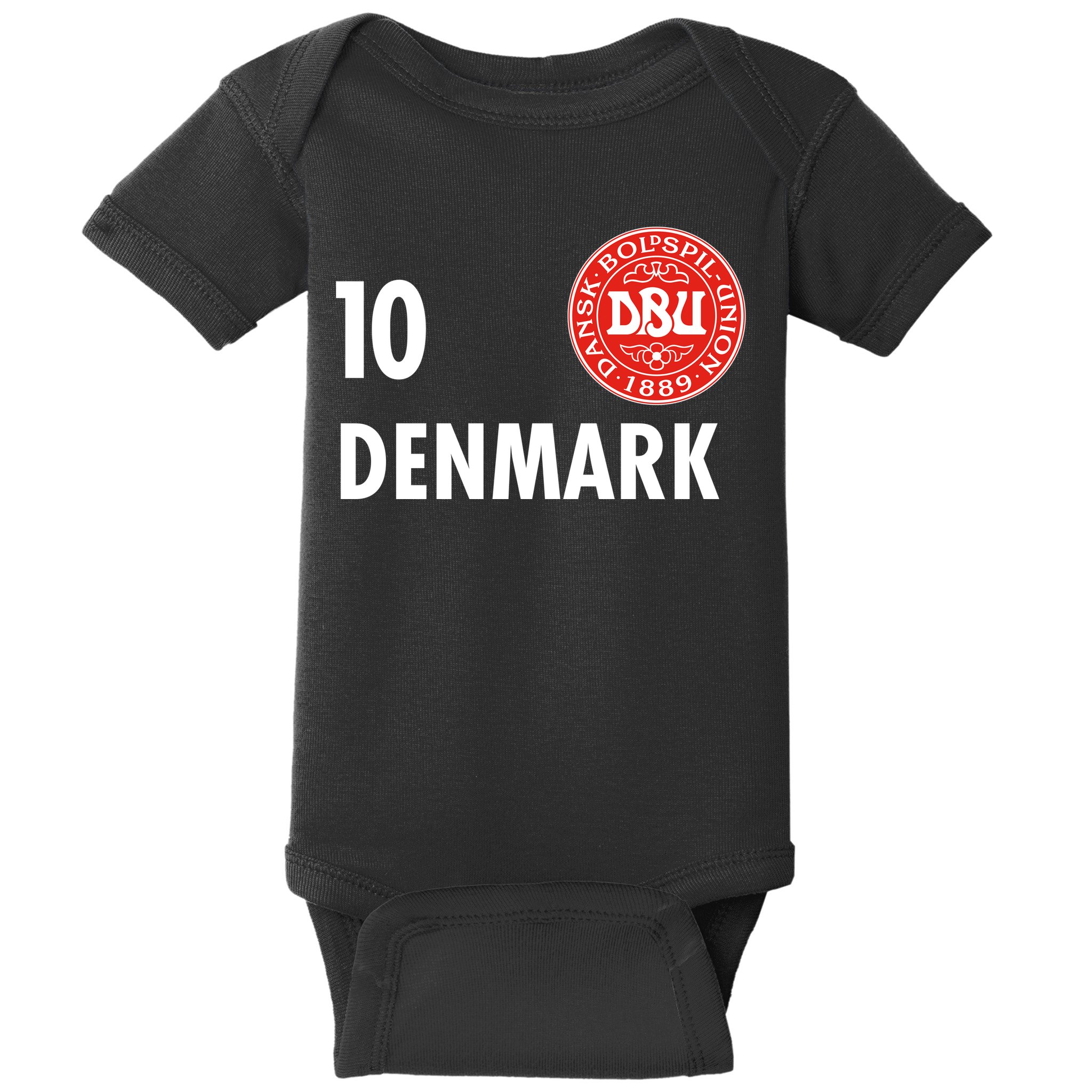 Denmark Danish Soccer No 10 DBU Logo Baby Bodysuit