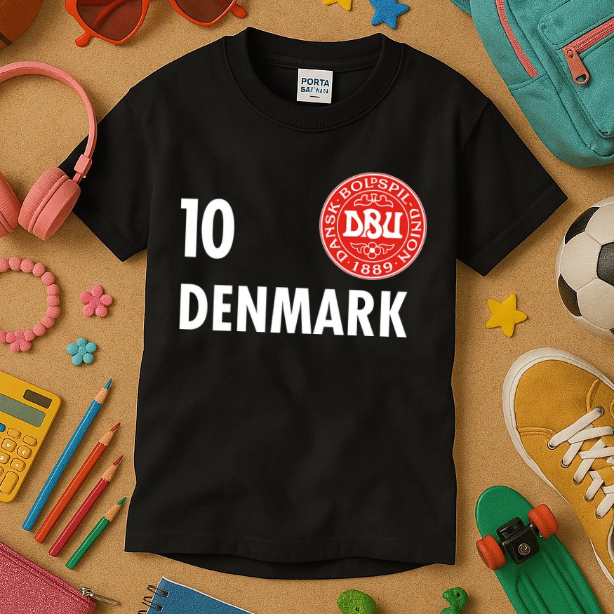 Denmark Danish Soccer No 10 DBU Logo Kids T-Shirt