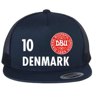 Denmark Danish Soccer No 10 DBU Logo Flat Bill Trucker Hat