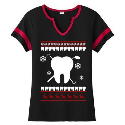 Dentist Ugly Christmas Sweater Ladies Halftime Notch Neck Tee