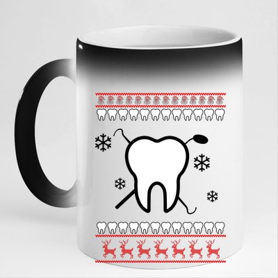 Dentist Ugly Christmas Sweater 11oz Black Color Changing Mug