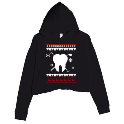 Dentist Ugly Christmas Sweater Crop Fleece Hoodie