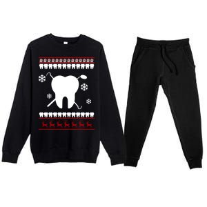 Dentist Ugly Christmas Sweater Premium Crewneck Sweatsuit Set