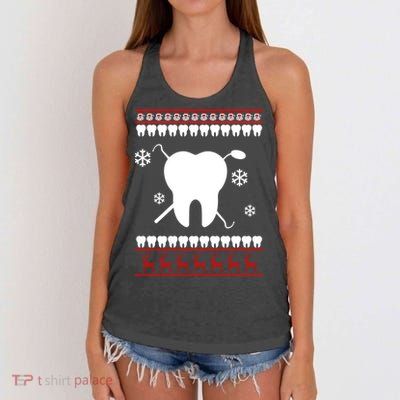 Dentist Ugly Christmas Sweater Women's Knotted Racerback Tank
