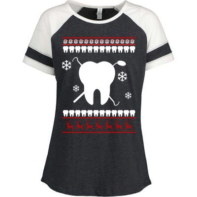 Dentist Ugly Christmas Sweater Enza Ladies Jersey Colorblock Tee