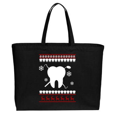 Dentist Ugly Christmas Sweater Cotton Canvas Jumbo Tote