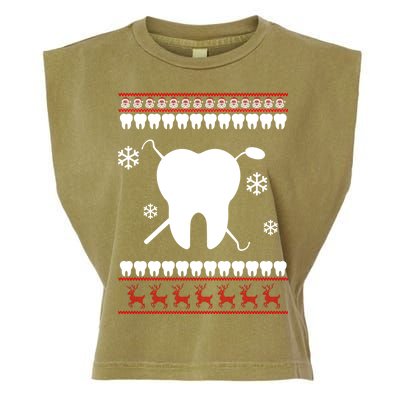 Dentist Ugly Christmas Sweater Garment-Dyed Women's Muscle Tee