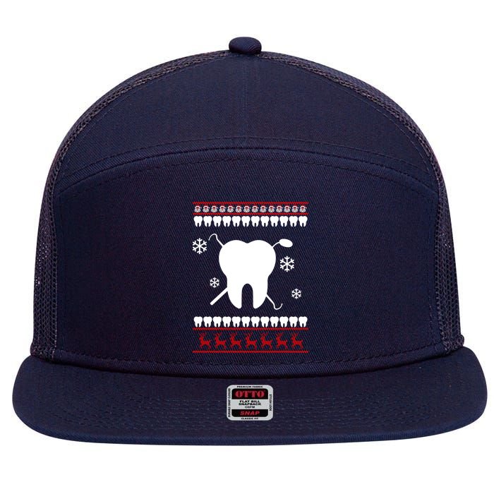 Dentist Ugly Christmas Sweater 7 Panel Mesh Trucker Snapback Hat