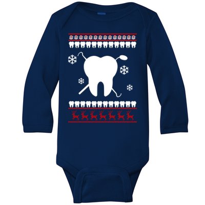 Dentist Ugly Christmas Sweater Baby Long Sleeve Bodysuit