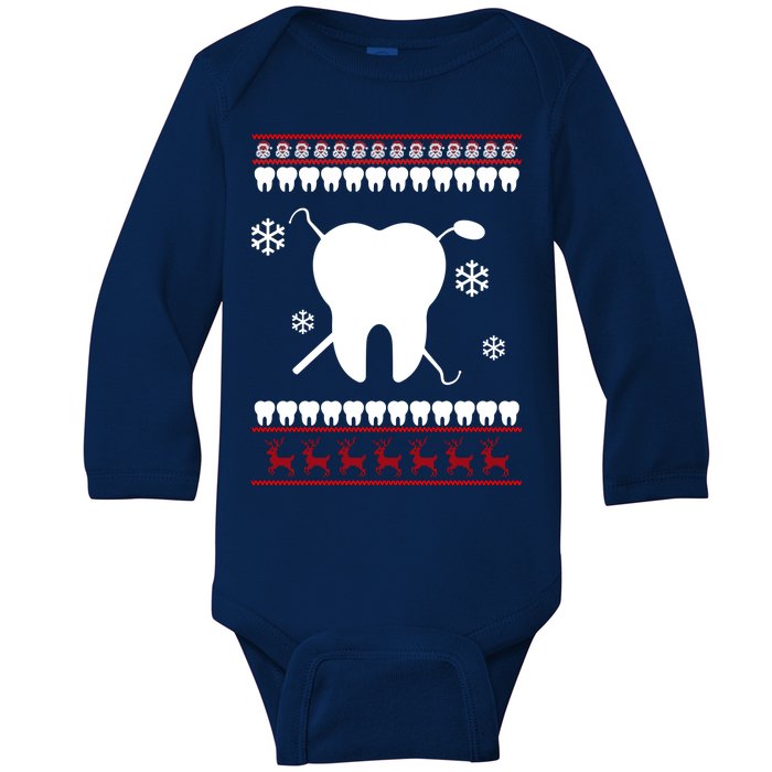 Dentist Ugly Christmas Sweater Baby Long Sleeve Bodysuit