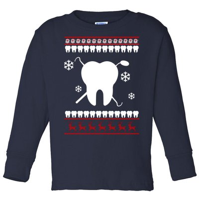 Dentist Ugly Christmas Sweater Toddler Long Sleeve Shirt