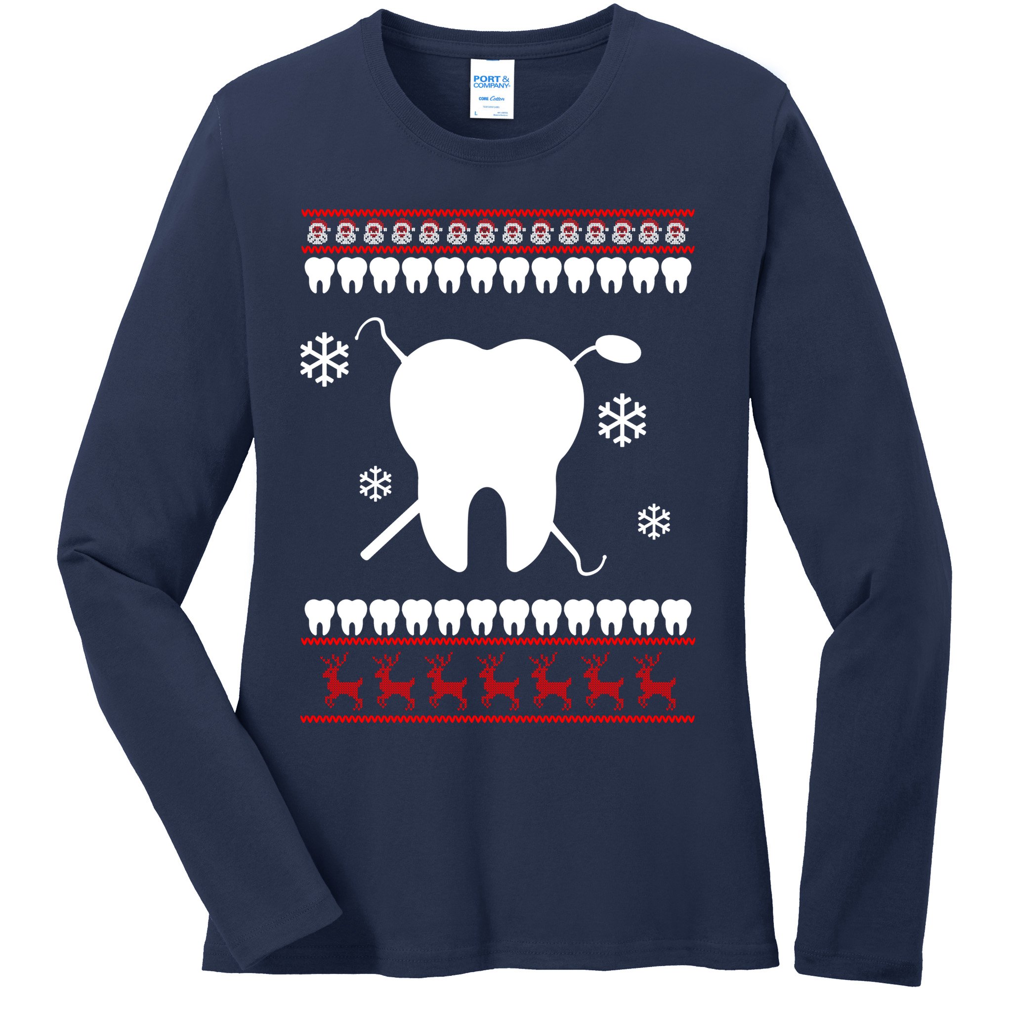 Dentist Ugly Christmas Sweater Ladies Long Sleeve Shirt