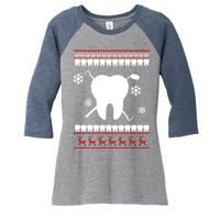 Dentist Ugly Christmas Sweater Women's Tri-Blend 3/4-Sleeve Raglan Shirt