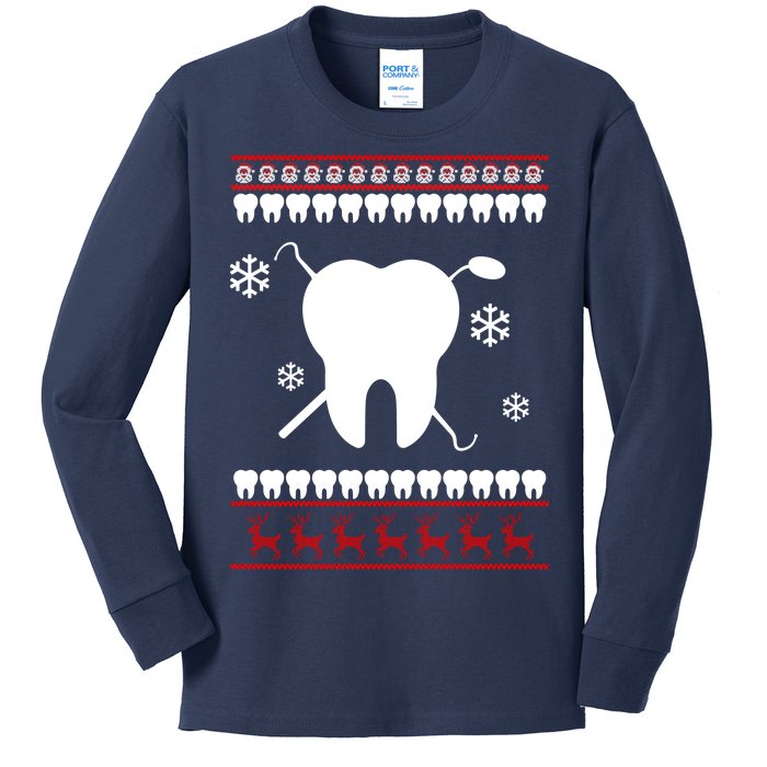 Dentist Ugly Christmas Sweater Kids Long Sleeve Shirt