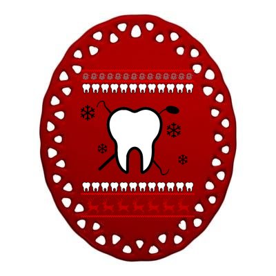 Dentist Ugly Christmas Sweater Ceramic Oval Ornament