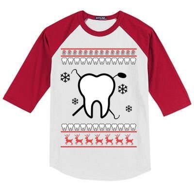 Dentist Ugly Christmas Sweater Kids Colorblock Raglan Jersey