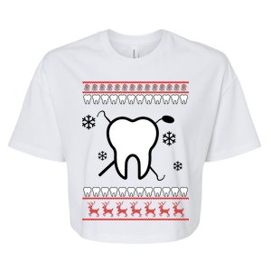 Dentist Ugly Christmas Sweater Bella+Canvas Jersey Crop Tee