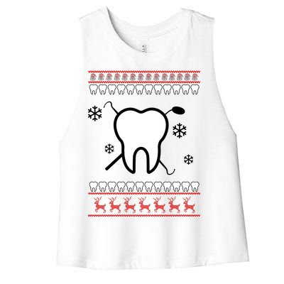 Dentist Ugly Christmas Sweater Women's Racerback Cropped Tank