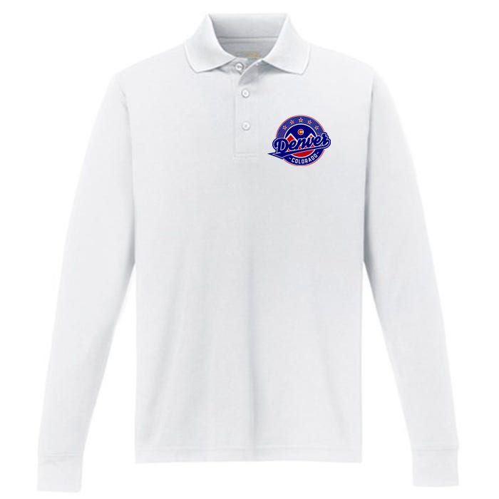 Denver Colorado Baseball Logo Performance Long Sleeve Polo