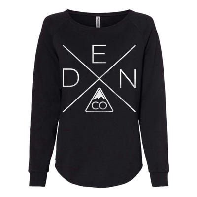 Denver Colorado Den Mountain Womens California Wash Sweatshirt