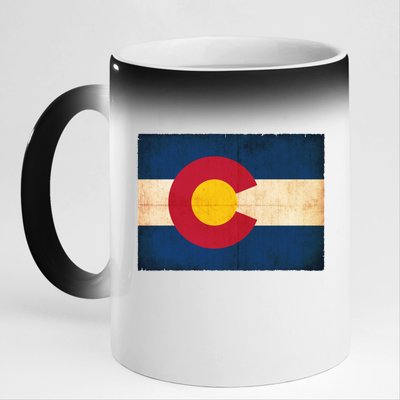 Denver Flag Grunge Colorado 11oz Black Color Changing Mug