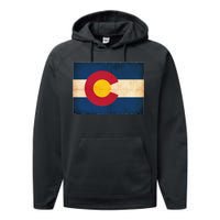 Denver Flag Grunge Colorado Performance Fleece Hoodie