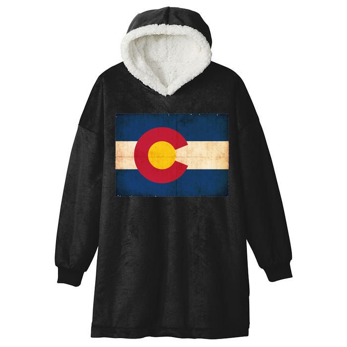 Denver Flag Grunge Colorado Hooded Wearable Blanket