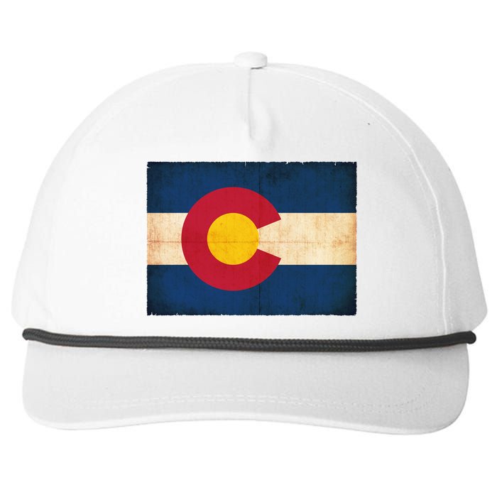 Denver Flag Grunge Colorado Snapback Five-Panel Rope Hat