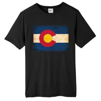 Denver Flag Grunge Colorado Tall Fusion ChromaSoft Performance T-Shirt