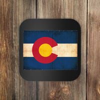 Denver Flag Grunge Colorado Coaster