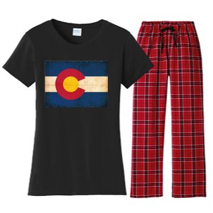 Denver Flag Grunge Colorado Women's Flannel Pajama Set