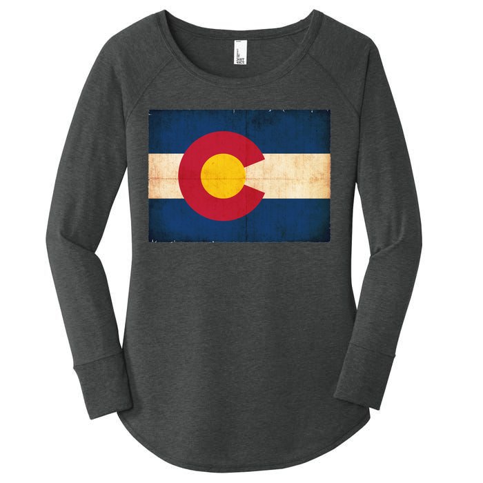 Denver Flag Grunge Colorado Women's Perfect Tri Tunic Long Sleeve Shirt