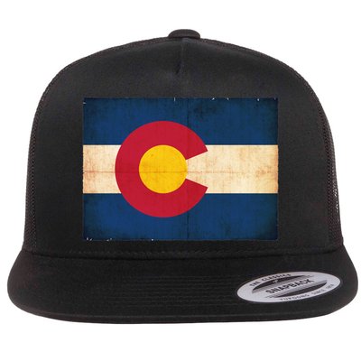 Denver Flag Grunge Colorado Flat Bill Trucker Hat