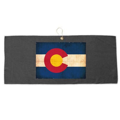 Denver Flag Grunge Colorado Large Microfiber Waffle Golf Towel