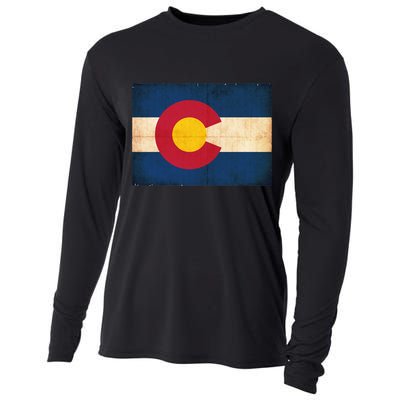 Denver Flag Grunge Colorado Cooling Performance Long Sleeve Crew