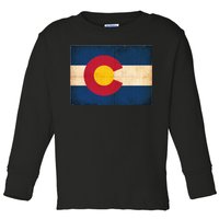 Denver Flag Grunge Colorado Toddler Long Sleeve Shirt