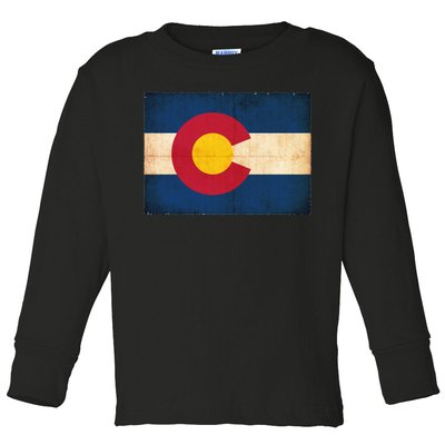 Denver Flag Grunge Colorado Toddler Long Sleeve Shirt