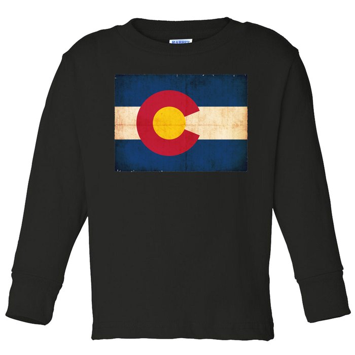 Denver Flag Grunge Colorado Toddler Long Sleeve Shirt