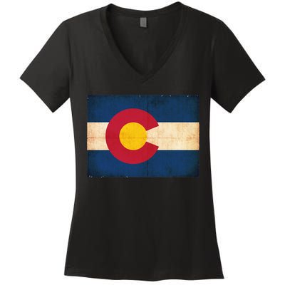 Denver Flag Grunge Colorado Women's V-Neck T-Shirt