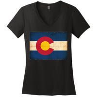 Denver Flag Grunge Colorado Women's V-Neck T-Shirt